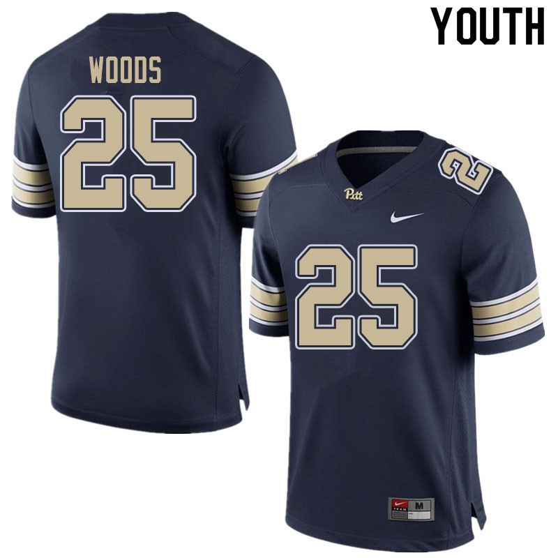 Youth #25 A.J. Woods Pitt Panthers College Football Jerseys Sale-Home Navy